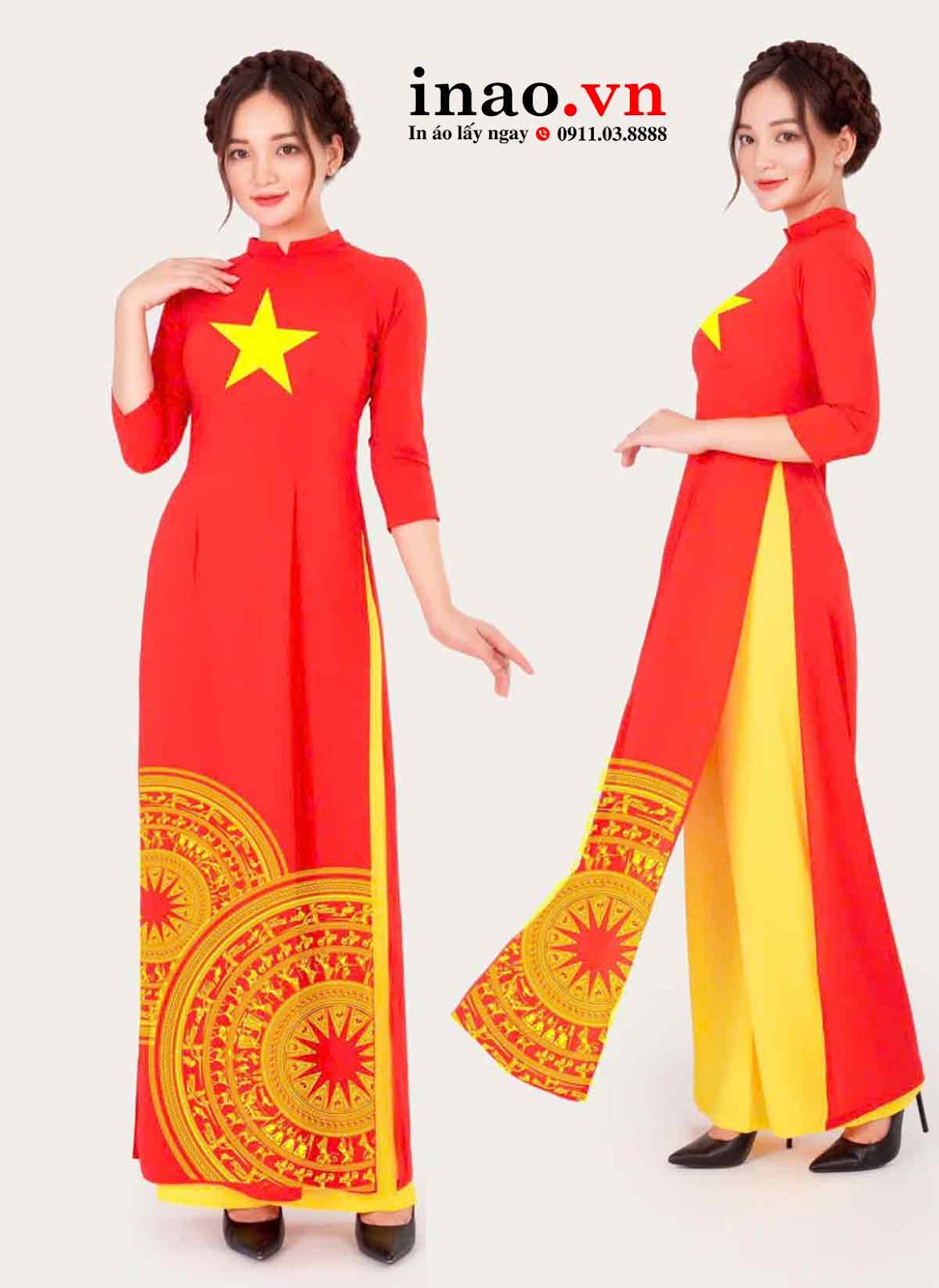 Áo dài cờ đỏ sao vàng Áo dài cờ đỏ sao vàng